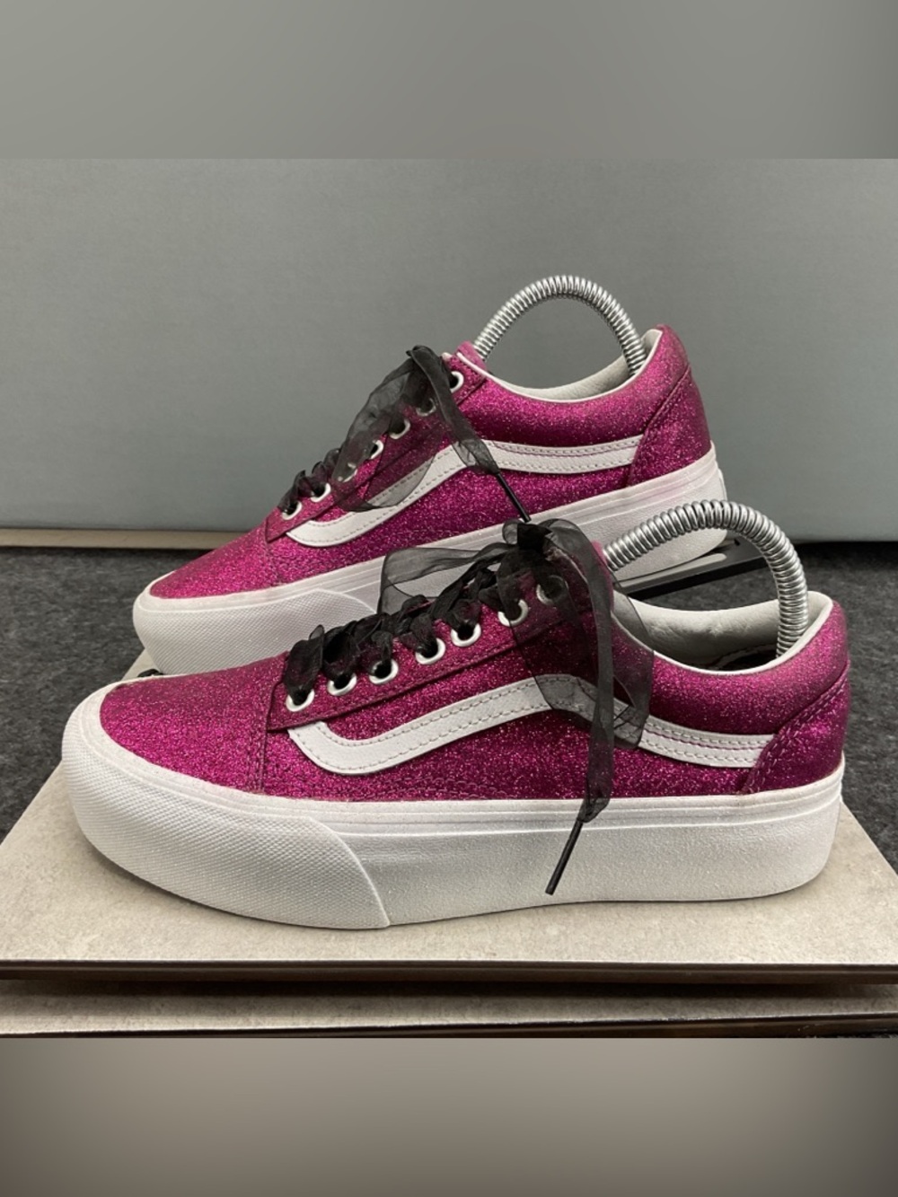 Vans Old Skool Platform Glitter Wild Aster Womens size 8